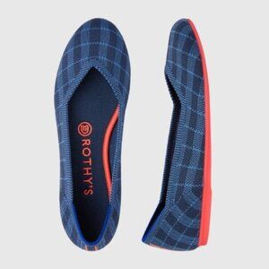ROTHY'S The Flat Indigo Gingham Plaid Round Toe Ballet Flats - Retired - Sz 8.5